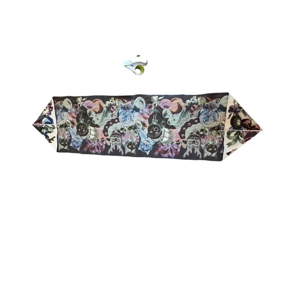 Vintage Christmas Cats Woven Tapestry Table Runner Holiday Decor 48 Inch